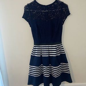 Navy Striped Skater Dress